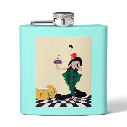 The Marionette Stainless Steel Flask – Theatrical Glamour & Cabaret Elegance