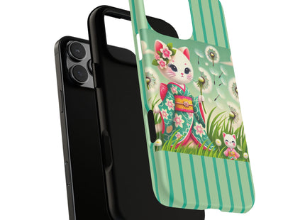 Geisha Kitten and the Dandelion Phone Cases