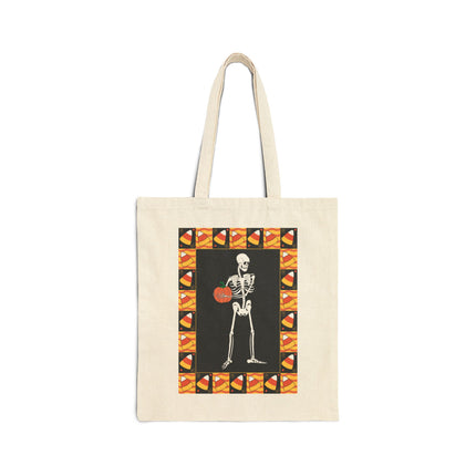 Candy Corn Skeleton Cotton Canvas Tote Bag