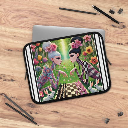 Spring Gambit: A Fairy’s Move Laptop Sleeve – Whimsical Chess & Spring Magic