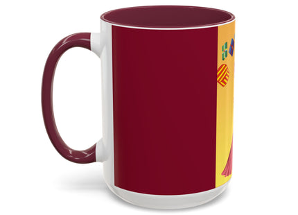 Elegant Holiday Woman with Gifts Colorful Mugs (11oz, 15oz)