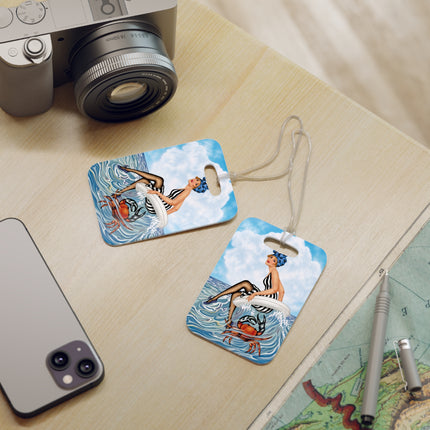 🦀🌊 The Seaside Crab Ride Luggage Tag – Art Deco Beach Whimsy