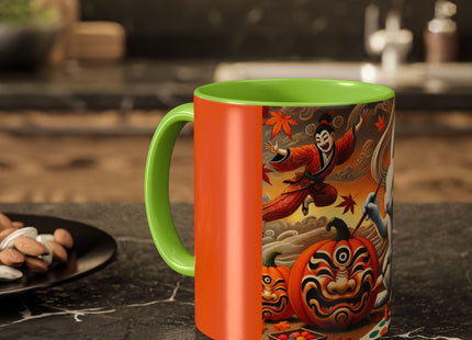 Halloween Rabbit’s Kabuki Jack-o’-Lanterns Colorful Mugs (11oz, 15oz)
