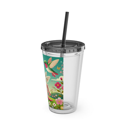 Geisha Fairy and the Hummingbird Blossom Sunsplash Tumbler with Straw, 16oz