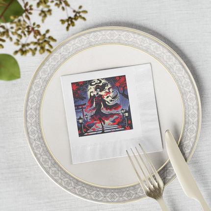 Halloween Sorceress White Coined Napkins
