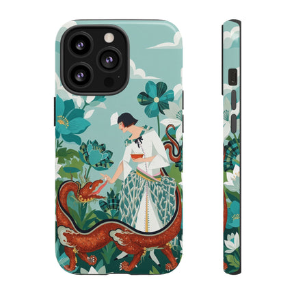 🐉🌿 The Dragon Keeper Phone Case – Art Deco Floral Fantasy