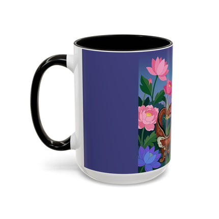 The Lady And The Garden Dragon Colorful Mugs – Art Deco Mythical Botanical Elegance