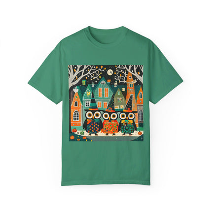 Night of the Trick-or-Treating Owlets Unisex Garment-Dyed T-shirt
