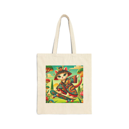 Dragon Dance on Wheels Cotton Canvas Tote Bag