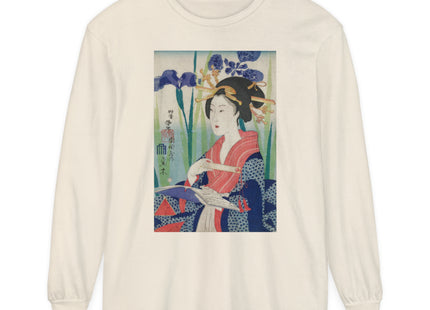 Woman with Bookmark and Book Garment-dyed Long Sleeve T-Shirt