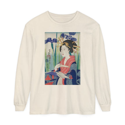 Woman with Bookmark and Book Garment-dyed Long Sleeve T-Shirt