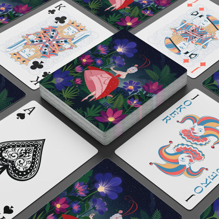 🌙🌺 The Lady Of The Midnight Flower Garden Playing Cards – Art Deco Floral Fantasy