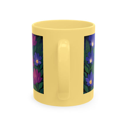 🌙🌺 The Lady Of The Midnight Flower Garden Ceramic Mug – Art Deco Floral Elegance