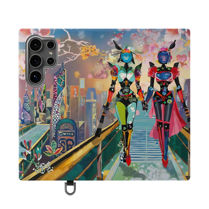 🤖🌆 Cyber Punk Robot Models Flip Case – Futuristic Fashion & Neon Elegance