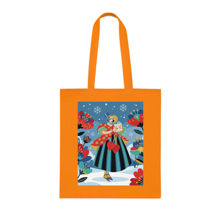 ❤️❄️ The Winter Heart Messenger Cotton Tote Bag – Art Deco Winter Enchantment