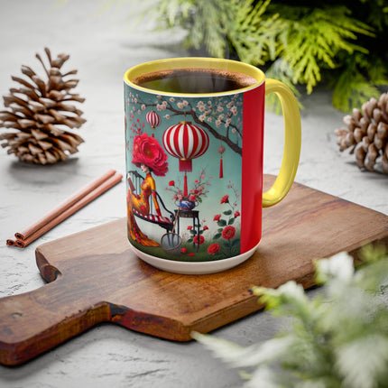 Reading in a Painted Garden Colorful Mugs (11oz, 15oz)