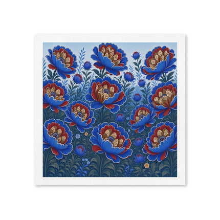 💙🌺 The Royal Blue Gilded Peony Garden Napkins – Elegant Botanical Floral Art