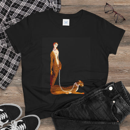 Leopard Queen Women's Midweight Cotton Tee – Exotic Glamour & Timeless Elegance