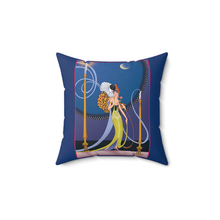 Smoke and Secrets: A Glamorous Encounter in Prohibition Era Spun Polyester Square Pillow