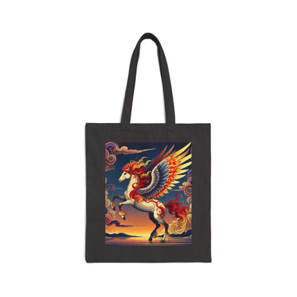 Flame-Winged Horse at Sunset Cotton Canvas Tote Bag