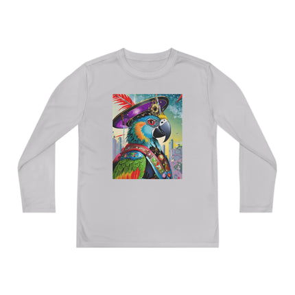 Tech Plumes Youth Long Sleeve Competitor Tee – Neon Wings & Cyberpunk Adventure