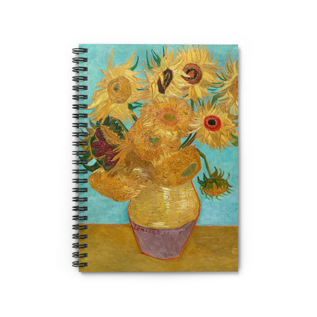 Vase with Twelve Sunflowers by Vincent Van Gogh Spiral Notebook - Ruled Line