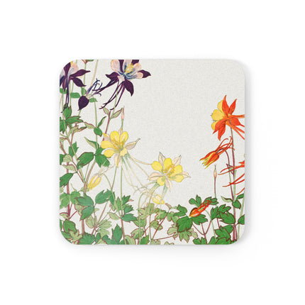 Aquilegia Flowers by Tanigami Kônan Cork Back Coaster