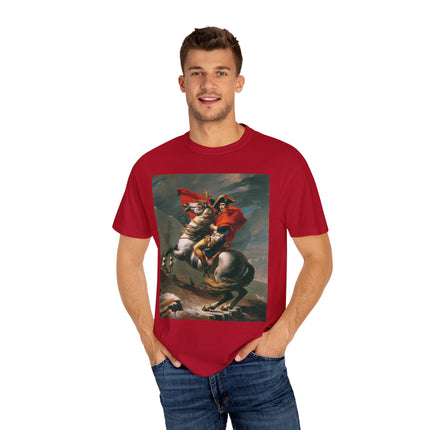 Napoleon Crossing the Alps by Jacques-Louis David Unisex Garment-Dyed T-shirt