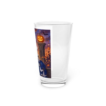 🎃💙 The Pumpkin Lantern Courtship Glass, 16oz – Romantic Halloween Elegance