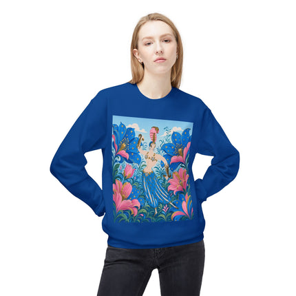 🌟🌸 The Starry Blossom Garden Dancer Midweight Crewneck Sweatshirt – Art Deco Floral Fantasy