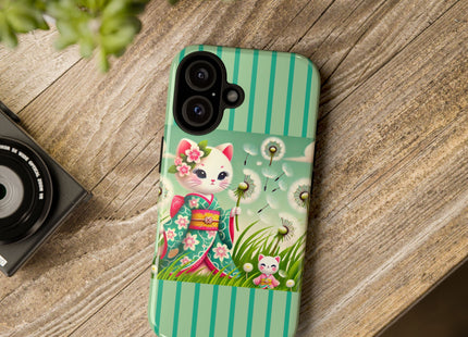 Geisha Kitten and the Dandelion Phone Cases