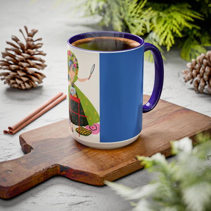 Lady with the Golden Fish Colorful Mugs – Whimsical Fashion & Playful Fantasy