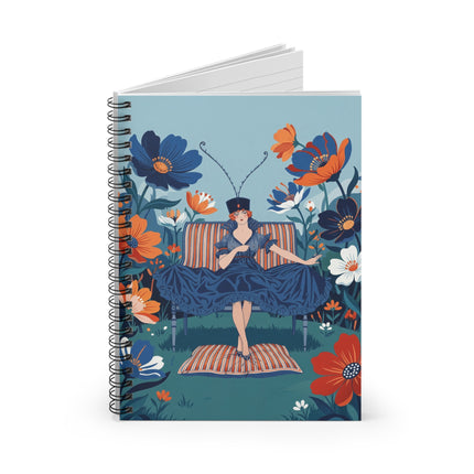 🌺🎩 The Lady Of The Curious Garden Spiral Notebook – Art Deco Floral Whimsy