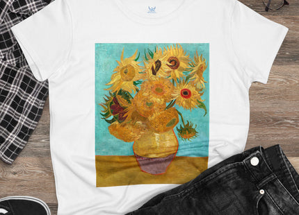 Vase with Twelve Sunflowers by Vincent van Gogh Women's Midweight Cotton Tee