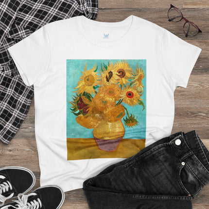 Vase with Twelve Sunflowers by Vincent van Gogh Women's Midweight Cotton Tee