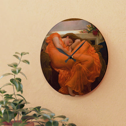 Flaming June by Frederic Leighton Acrylic Wall Clock, Round and Square