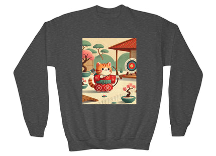Archer Kitten in the Zen Garden Youth Crewneck Sweatshirt