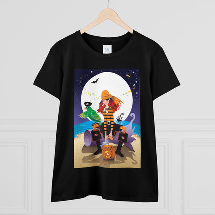 Moonlit Pirate Halloween Women's Midweight Cotton Tee