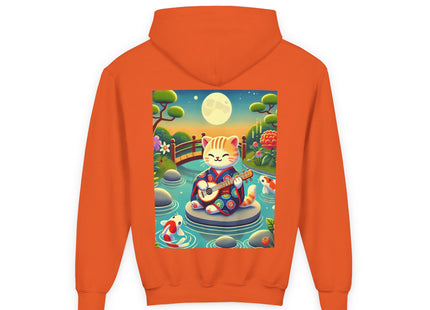 Melodic Kitten by the Koi Pond Youth Heavy Blend Hooded Sweatshirt