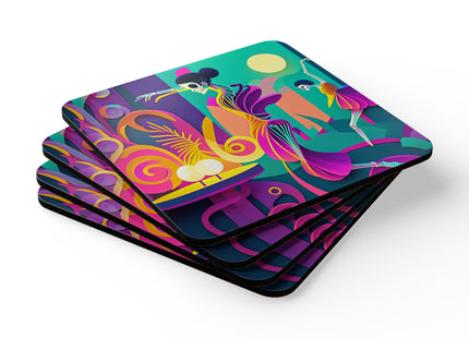 Dance of the Skeleton Ballerinas Corkwood Coaster Set