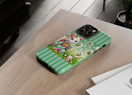 Geisha Kitten and the Dandelion Phone Cases