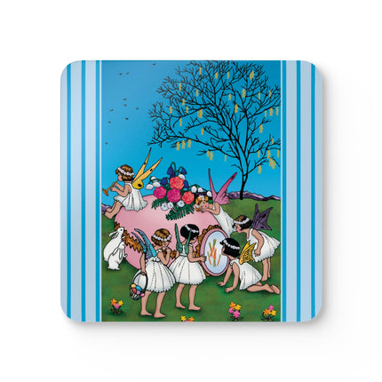 Enchanted Easter Gathering Corkwood Coaster Set