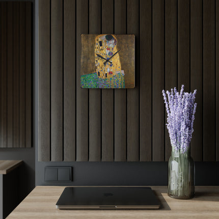 The Kiss by Gustav Klimt Acrylic Wall Clock, Round and Square
