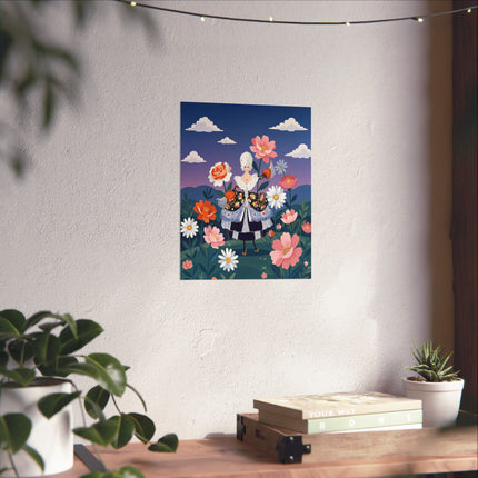 🌸👑 The Lady Of The Grand Flower Promenade Matte Vertical Poster – Art Deco Floral Elegance