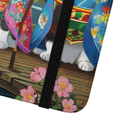 🌸🐱 Kimono Kitties Flip Case – Whimsical Elegance & Storybook Charm