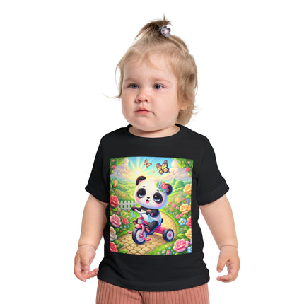 Panda’s Garden Ride Baby T-Shirt – Playful Adventure in Bloom