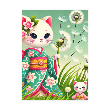 Geisha Kitten and the Dandelion Wish Postcard Bundles (envelopes included) - Bundles of 10, 30, 50 Pieces