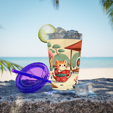 Archer Kitten in the Zen Garden Sunsplash Tumbler with Straw, 16oz