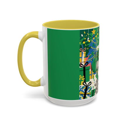 🍀🎄 The Emerald Holly Christmas Colorful Mug – Art Deco Holiday Elegance