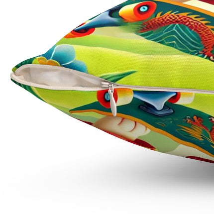Dragon Dance on Wheels Spun Polyester Square Pillow